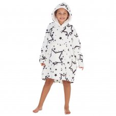 18C871: Kids Plush Oversized Hoodie- Stars (One Size - 7-13 Years)